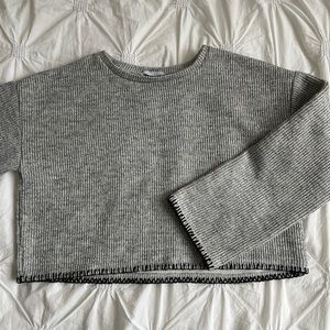 Zara Salt&Pepper Wide-Cut Top
